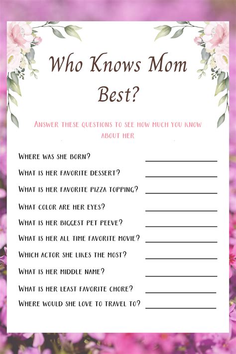 20 Free Printable Mother's Day Games .